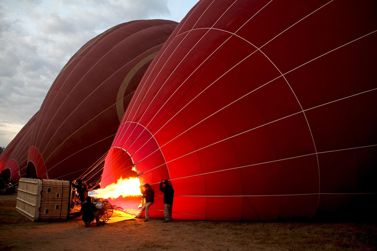 Group enjoying a hot air balloon ride